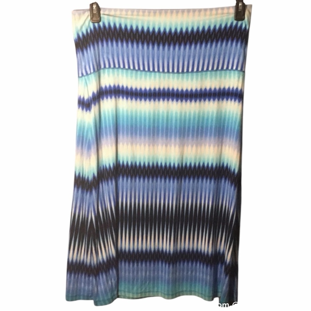 Cynthia Rowley XL Blue Striped Foldover A Line Skirt